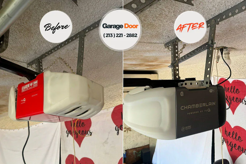Before and after: garage door repair Pinewood Estates, TX